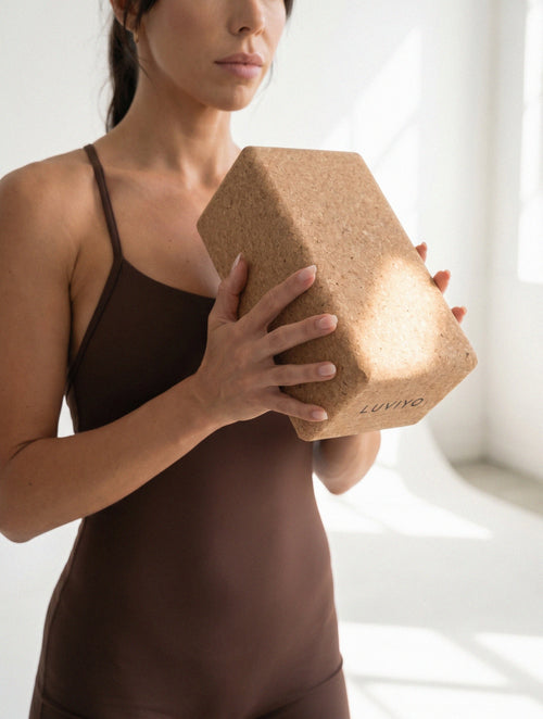 Yoga block made of natural cork